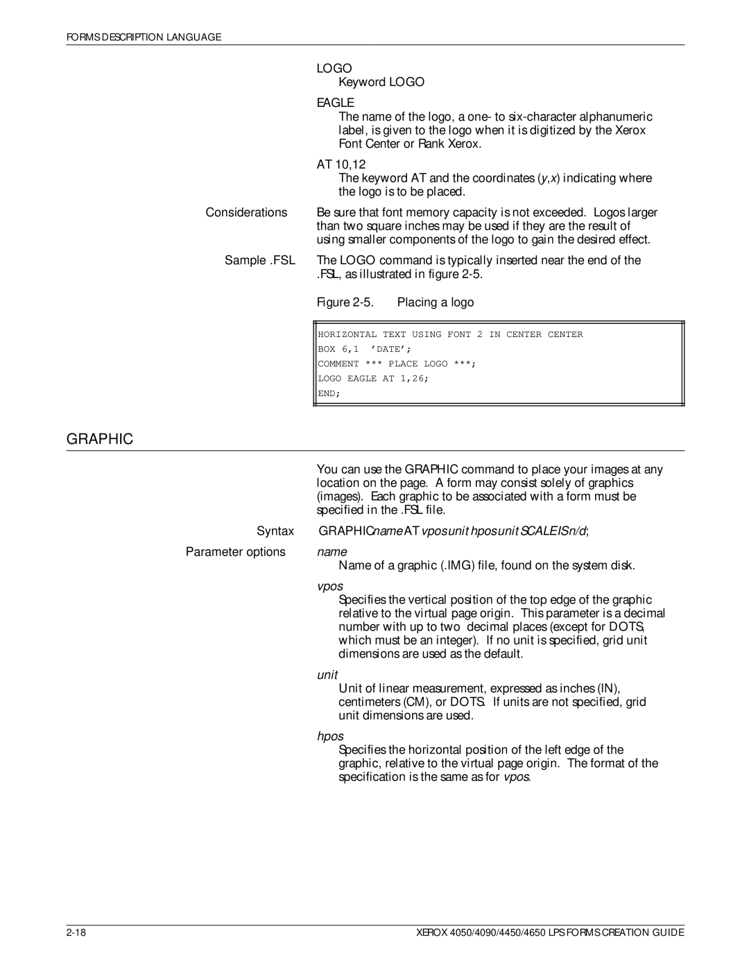 Xerox 4450, 4650 manual Eagle, Graphic name AT vpos unit hpos unit Scale is n/d, Vpos, Hpos 