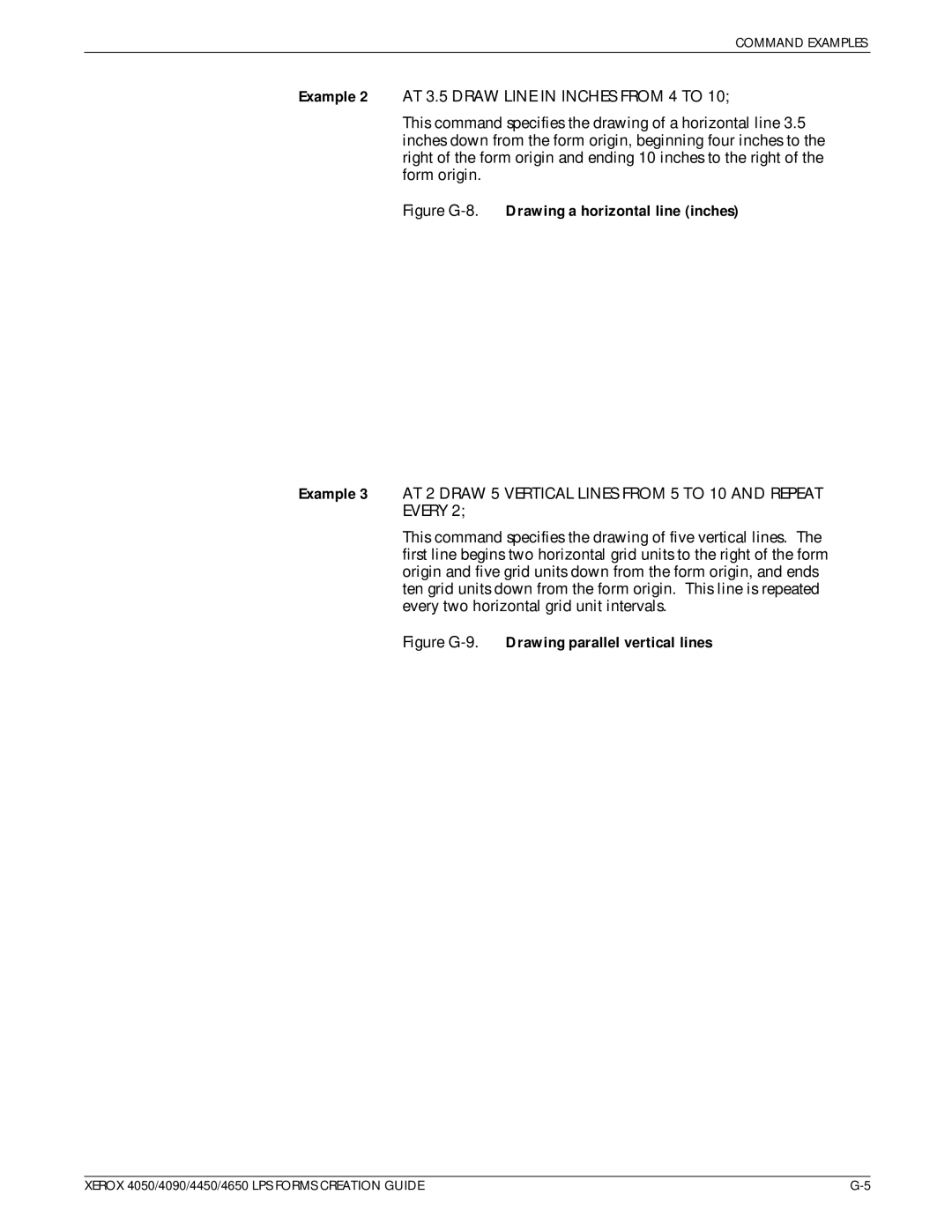 Xerox 4650, 4450 manual Figure G-8.Drawing a horizontal line inches 