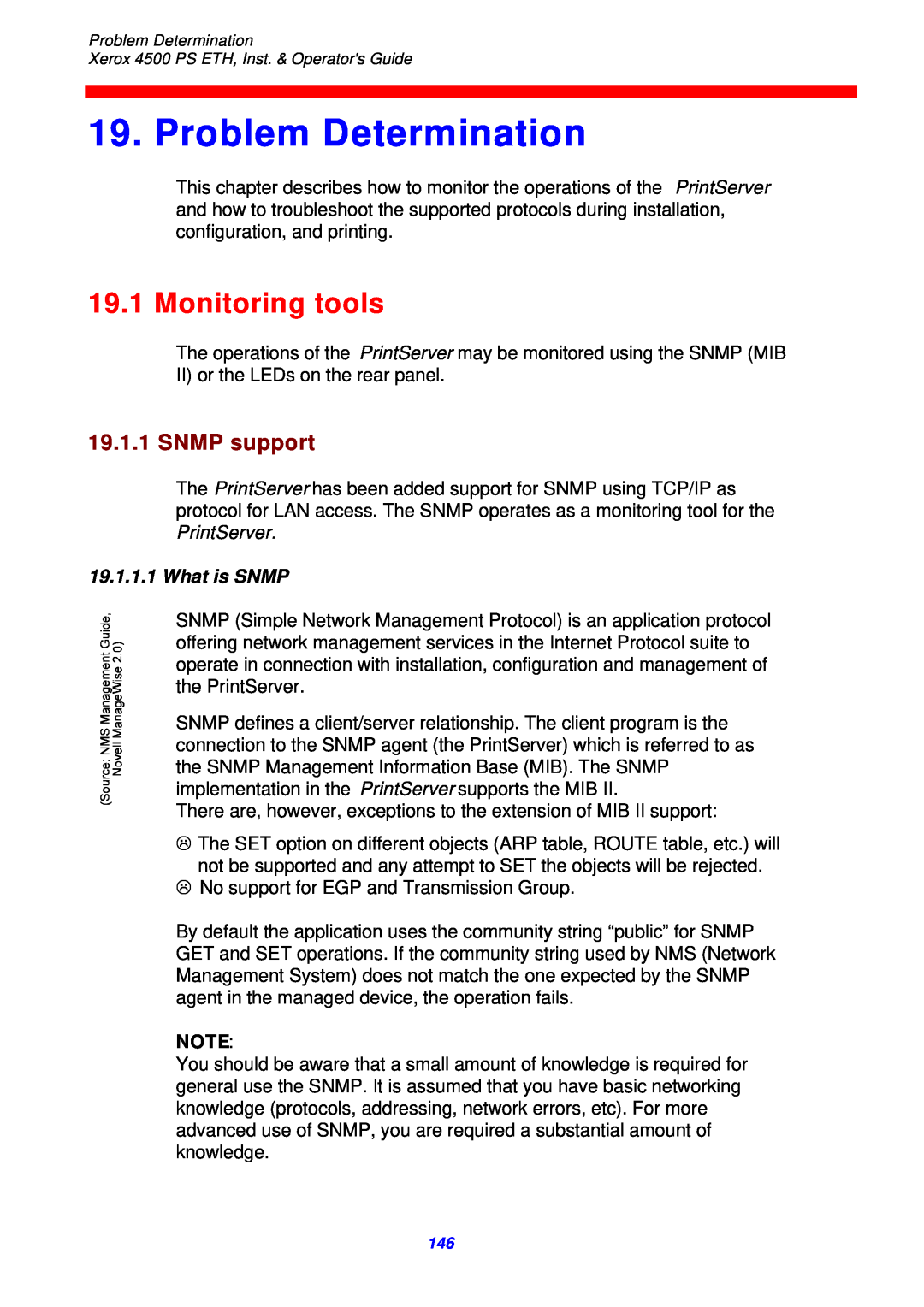 Xerox 4500 ps eth instruction manual Problem Determination, Monitoring tools, SNMP support, What is SNMP 