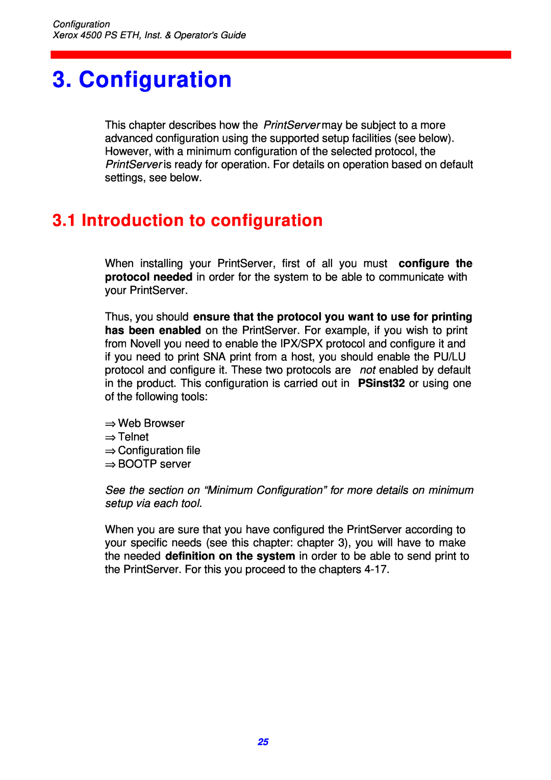 Xerox 4500 ps eth instruction manual Configuration, Introduction to configuration 