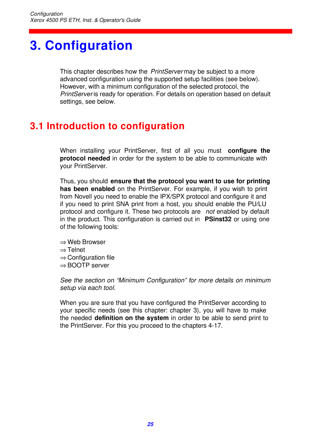 Xerox 4500 ps eth instruction manual Configuration, Introduction to configuration 