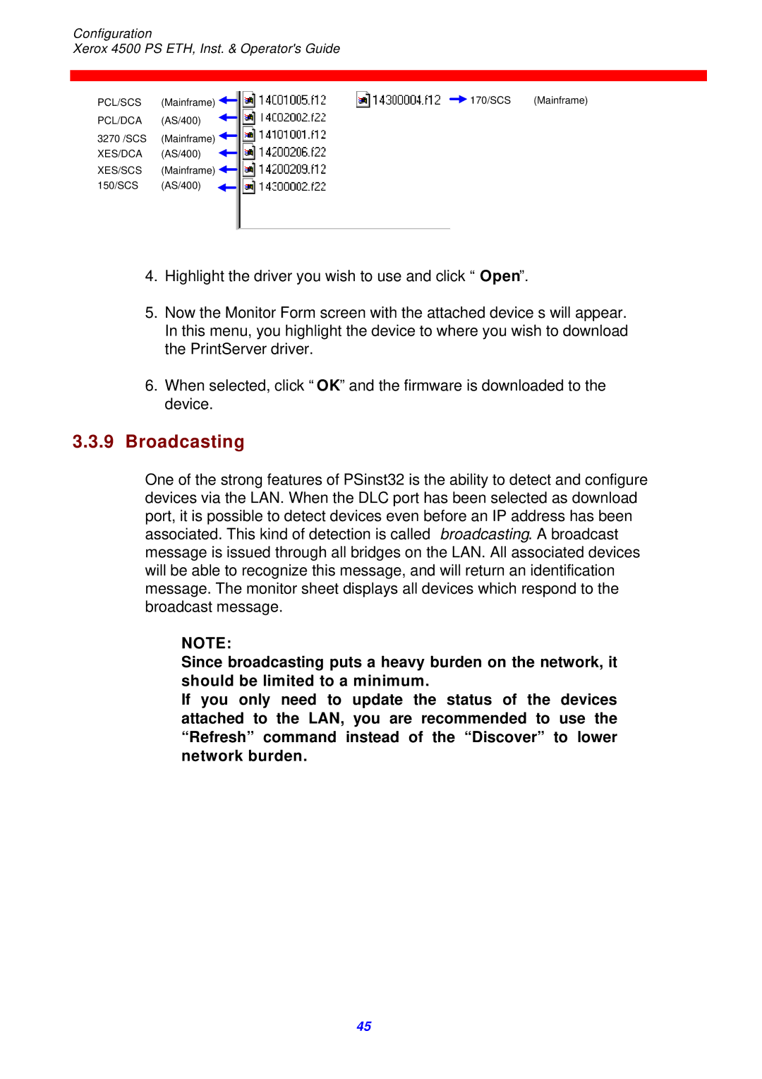 Xerox 4500 ps eth instruction manual Broadcasting 