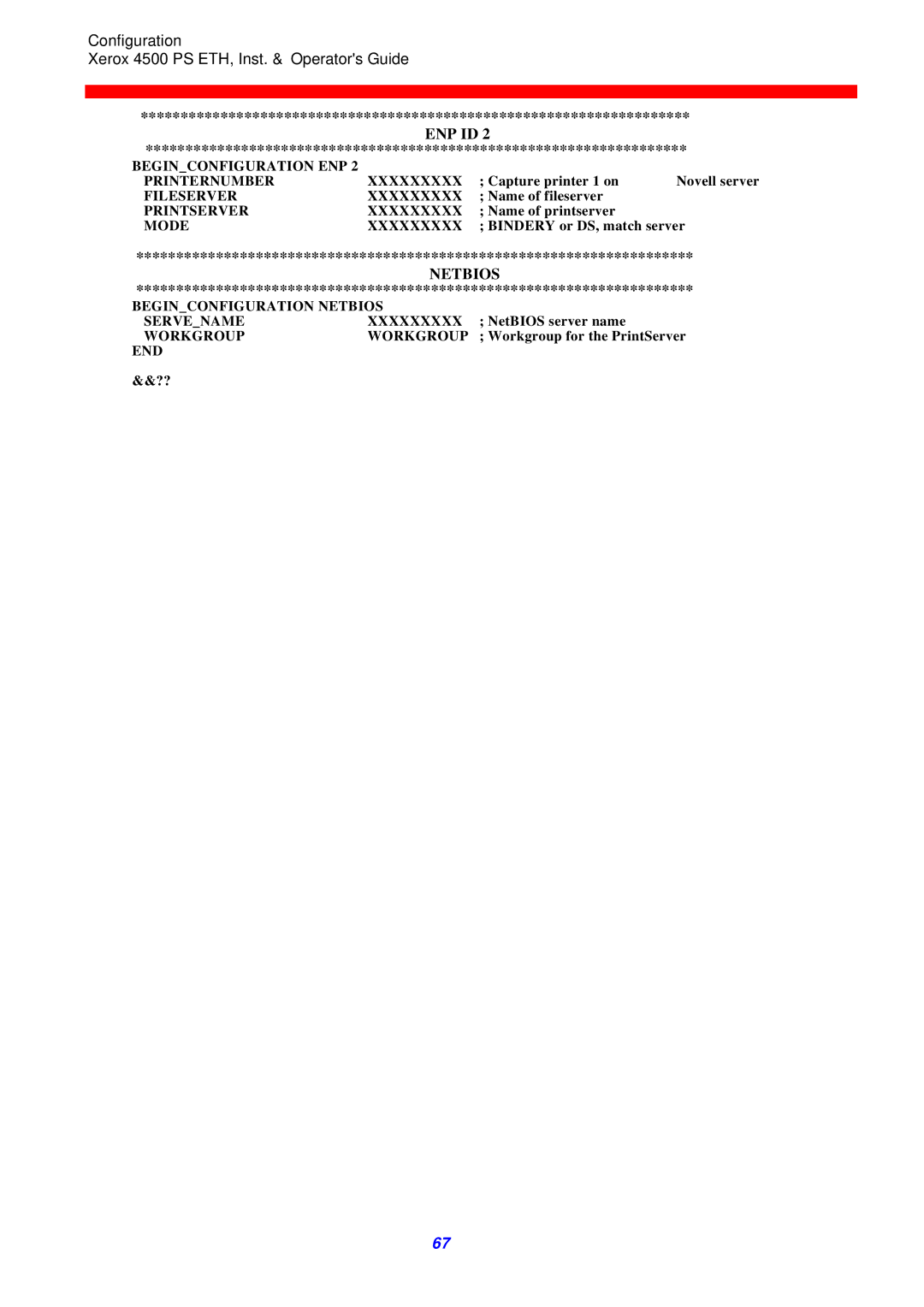 Xerox 4500 ps eth instruction manual Netbios 