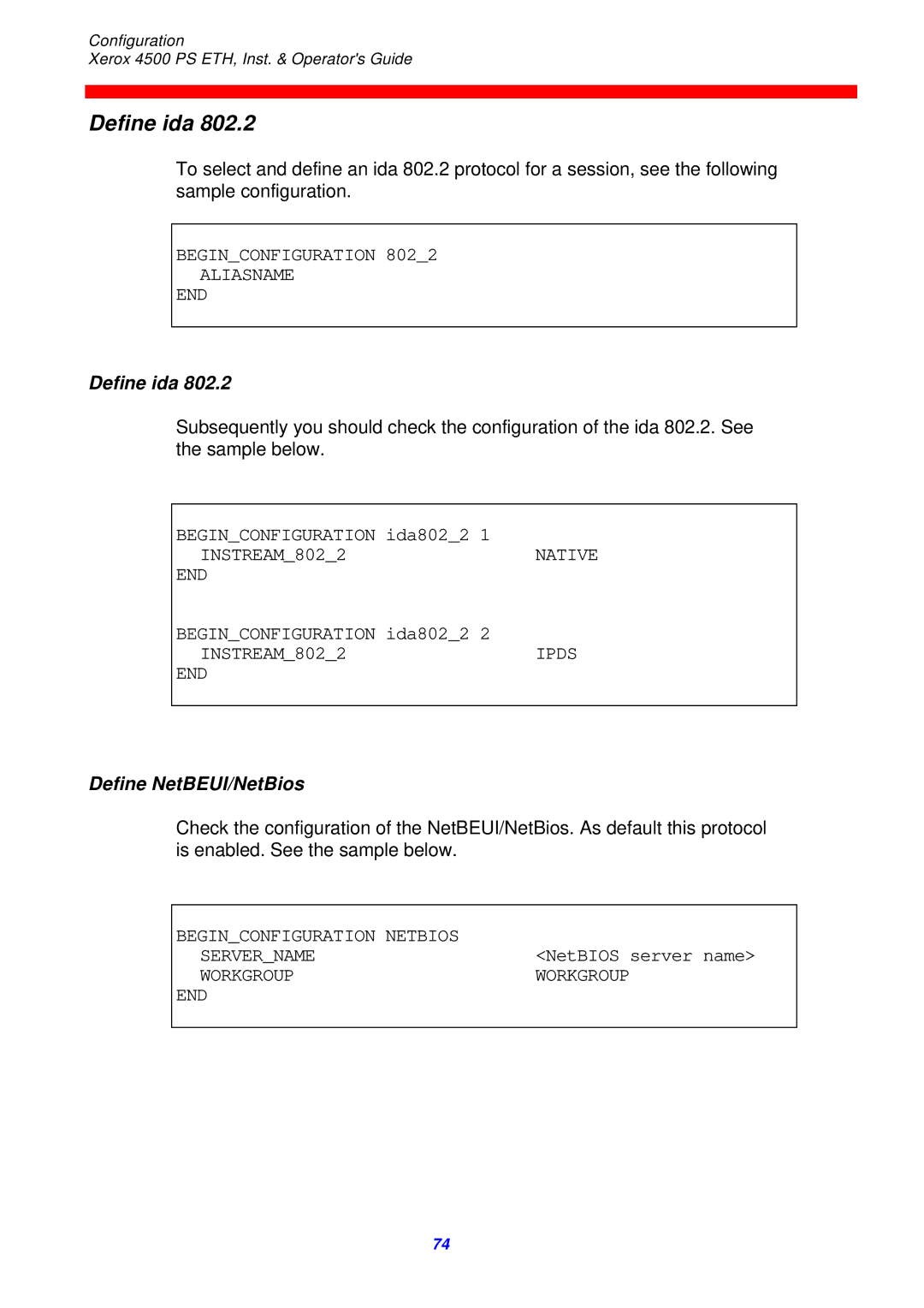 Xerox 4500 ps eth instruction manual Define ida, Define NetBEUI/NetBios 