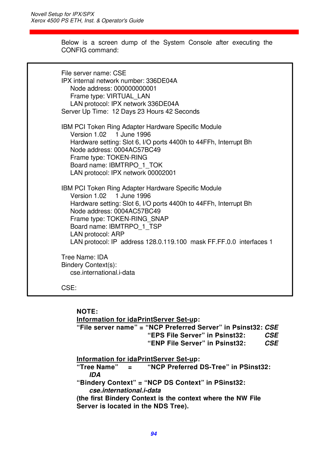 Xerox 4500 ps eth instruction manual ENP File Server in Psinst32, Ida 