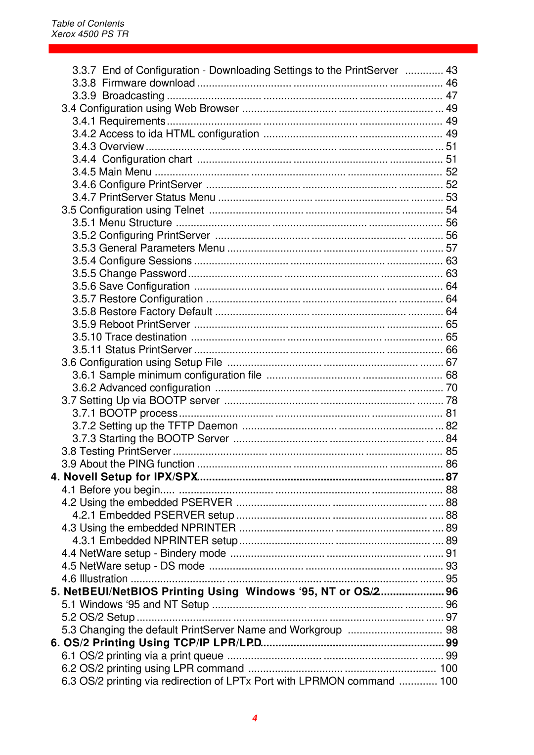 Xerox 4500 PS TR instruction manual End of Configuration Downloading Settings to the PrintServer 