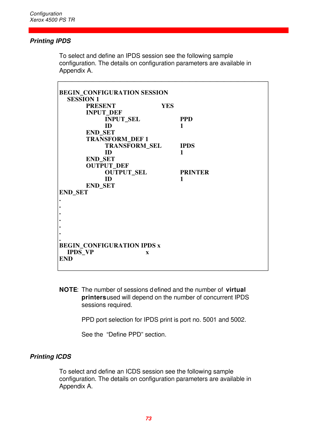 Xerox 4500 PS TR instruction manual Printing Ipds, Printing Icds 