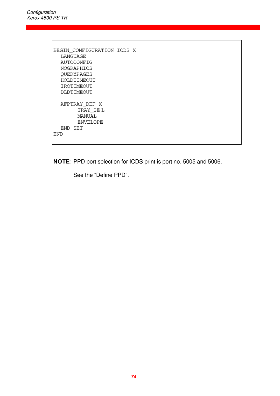 Xerox 4500 PS TR instruction manual See the Define PPD 