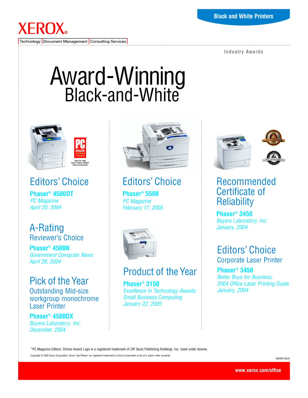 Xerox 4500/N, 4500/DT, 4500DX, 3450 manual Award-Winning, Black-and-White 