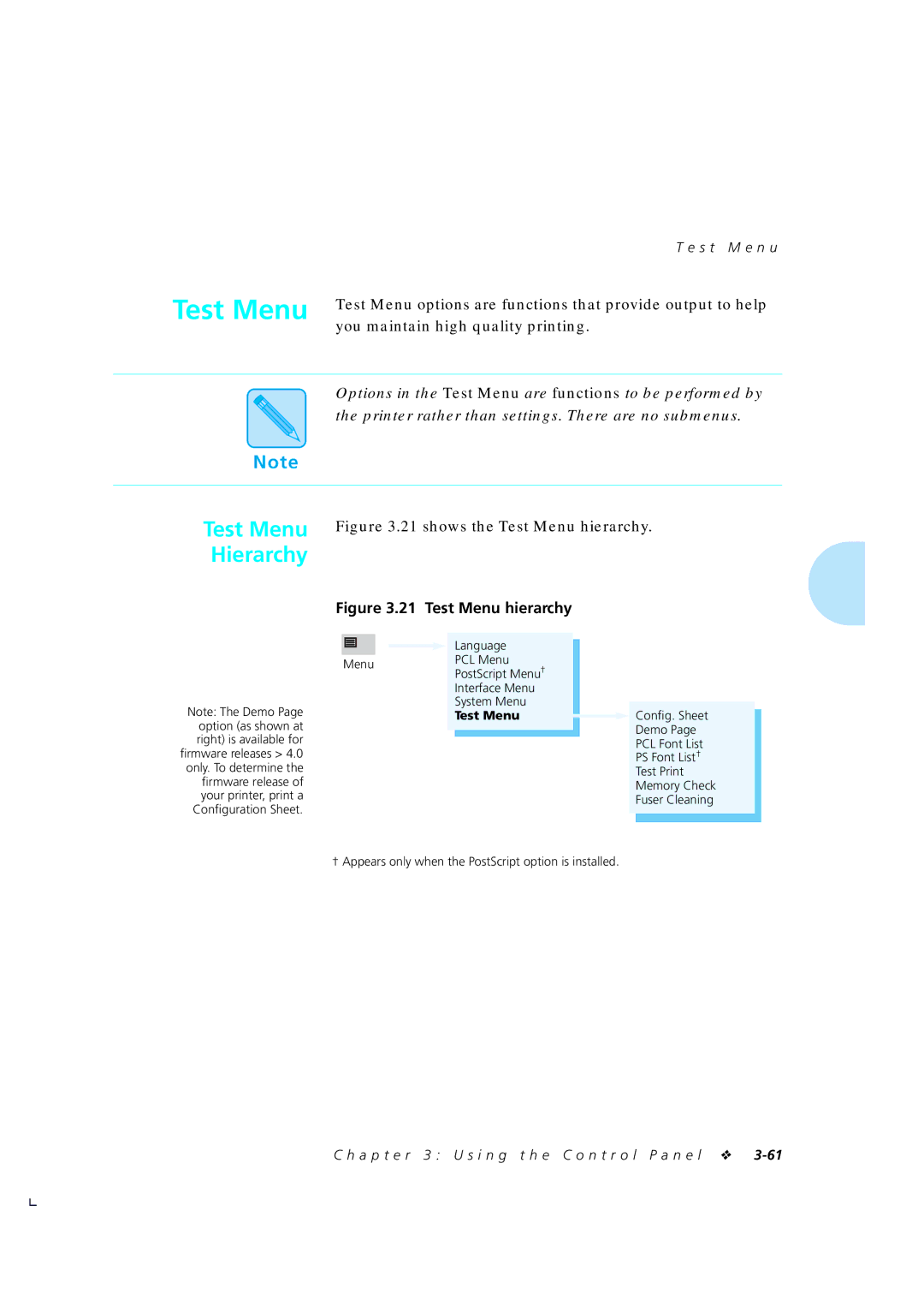 Xerox 4510/4510ps, 4505/4505ps manual Test Menu Hierarchy, S t M e n u 