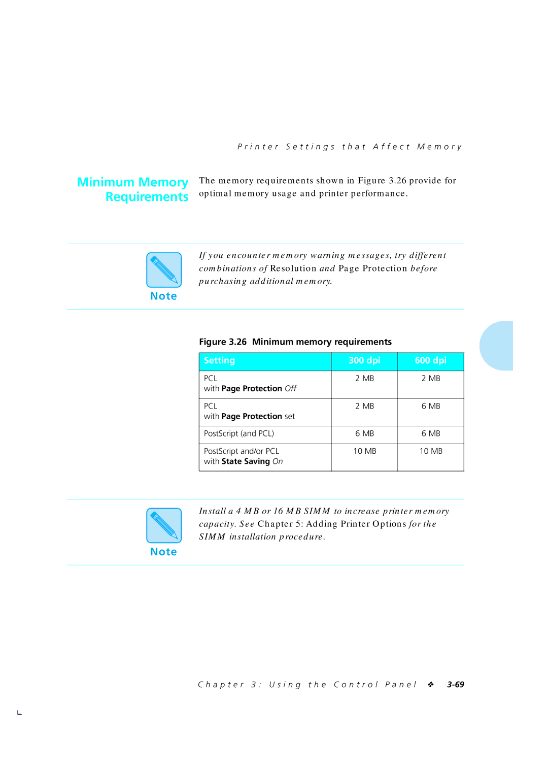 Xerox 4510/4510ps manual Setting 300 dpi 600 dpi, With Page Protection Off, With Page Protection set, With State Saving On 