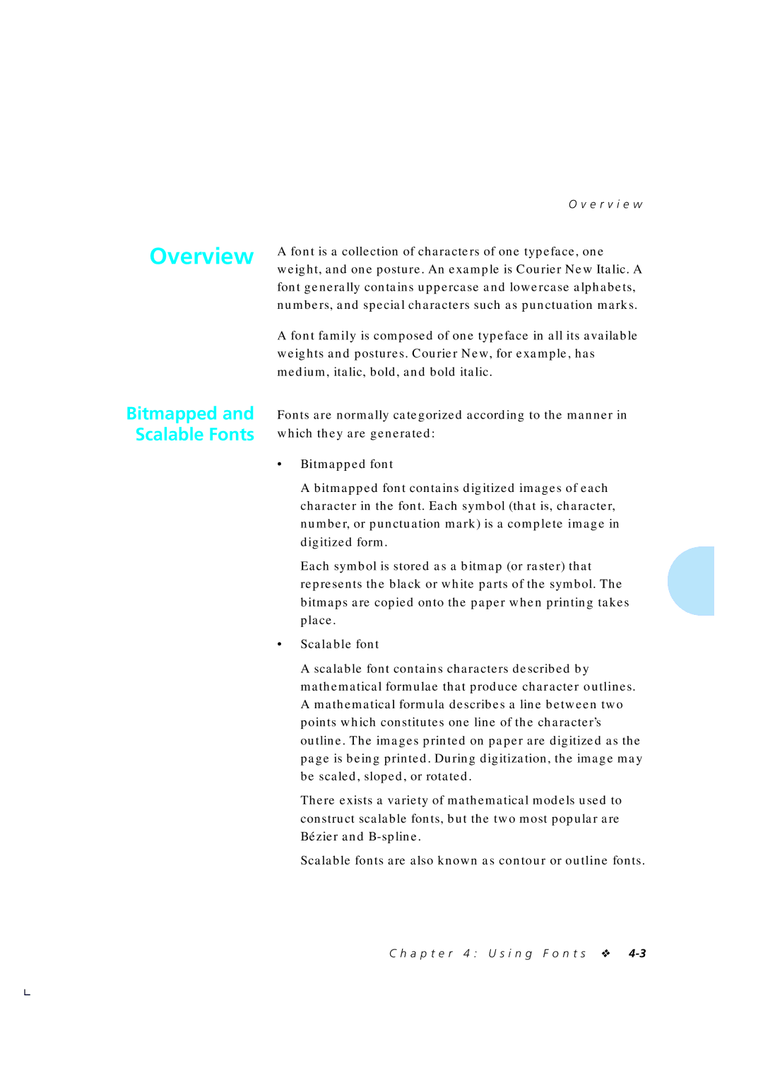 Xerox 4510/4510ps, 4505/4505ps manual Bitmapped font, Scalable font 