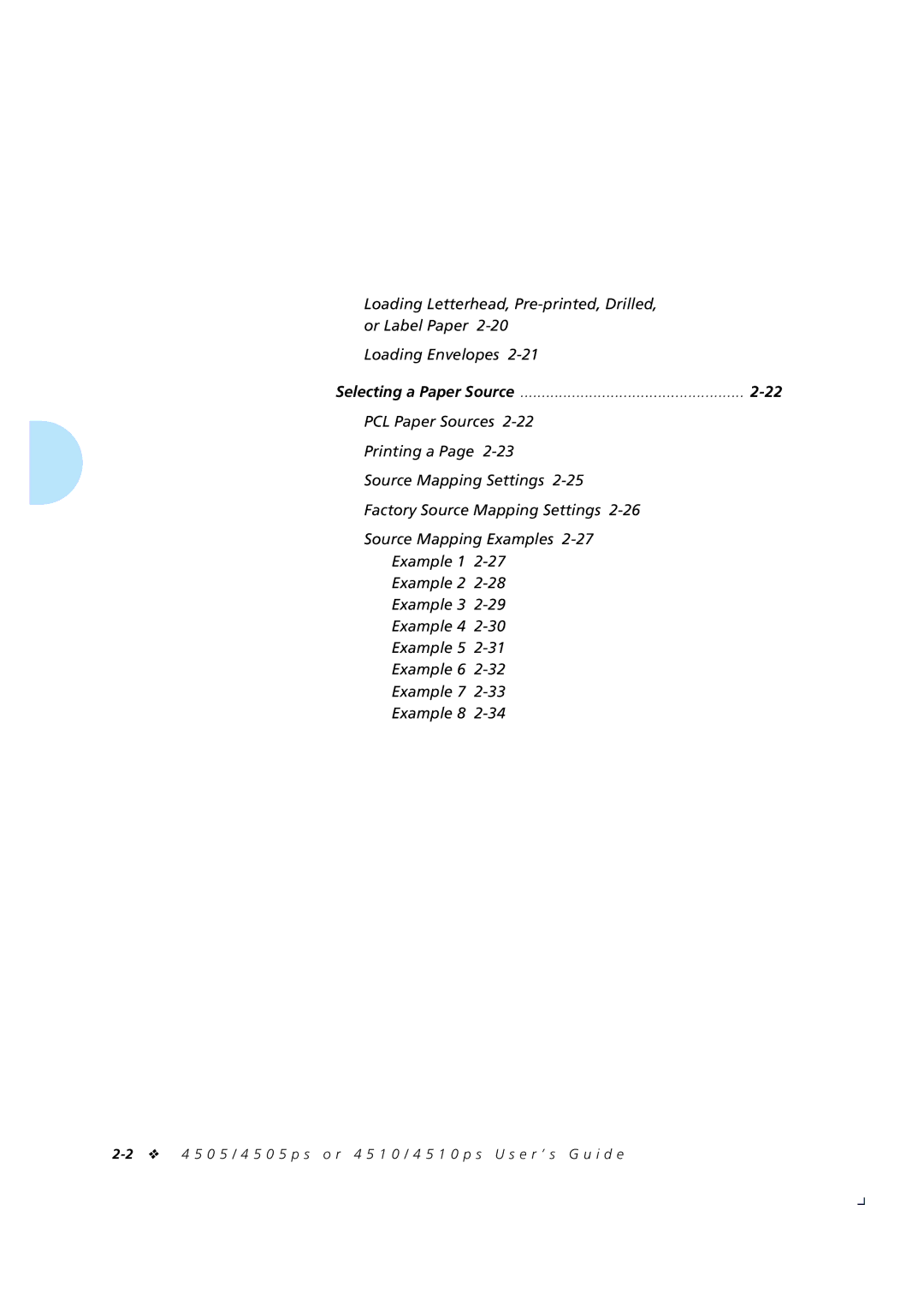 Xerox 4505/4505ps, 4510/4510ps manual Selecting a Paper Source 