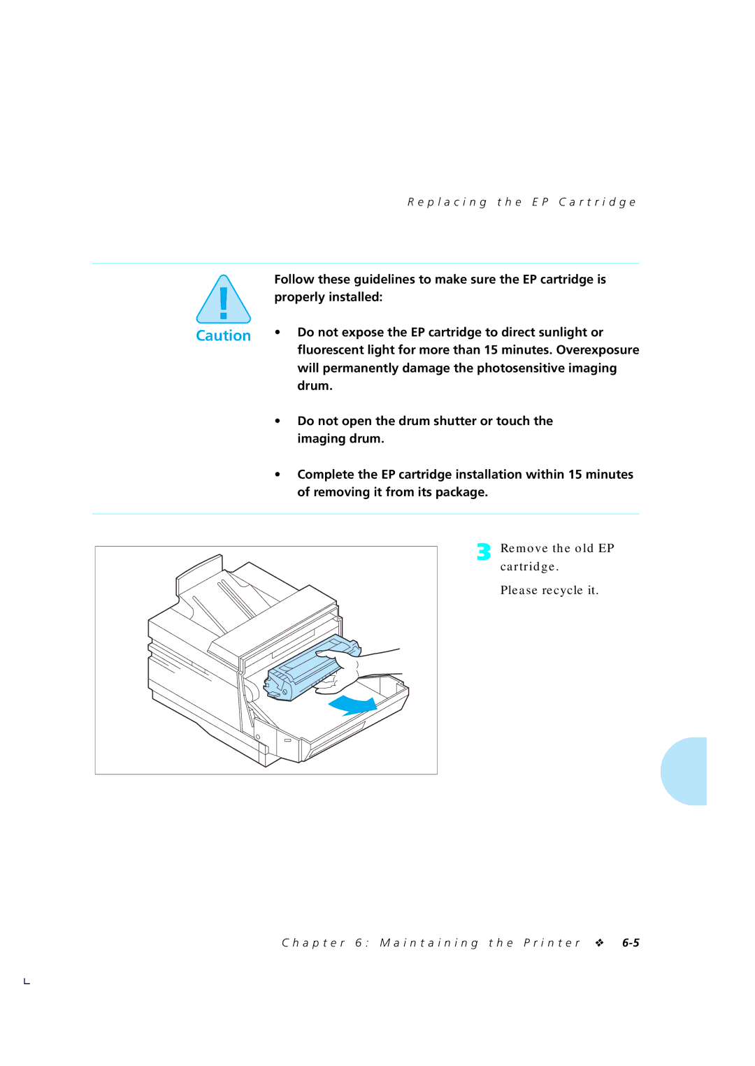 Xerox 4510/4510ps, 4505/4505ps manual Remove the old EP Cartridge, Please recycle it 