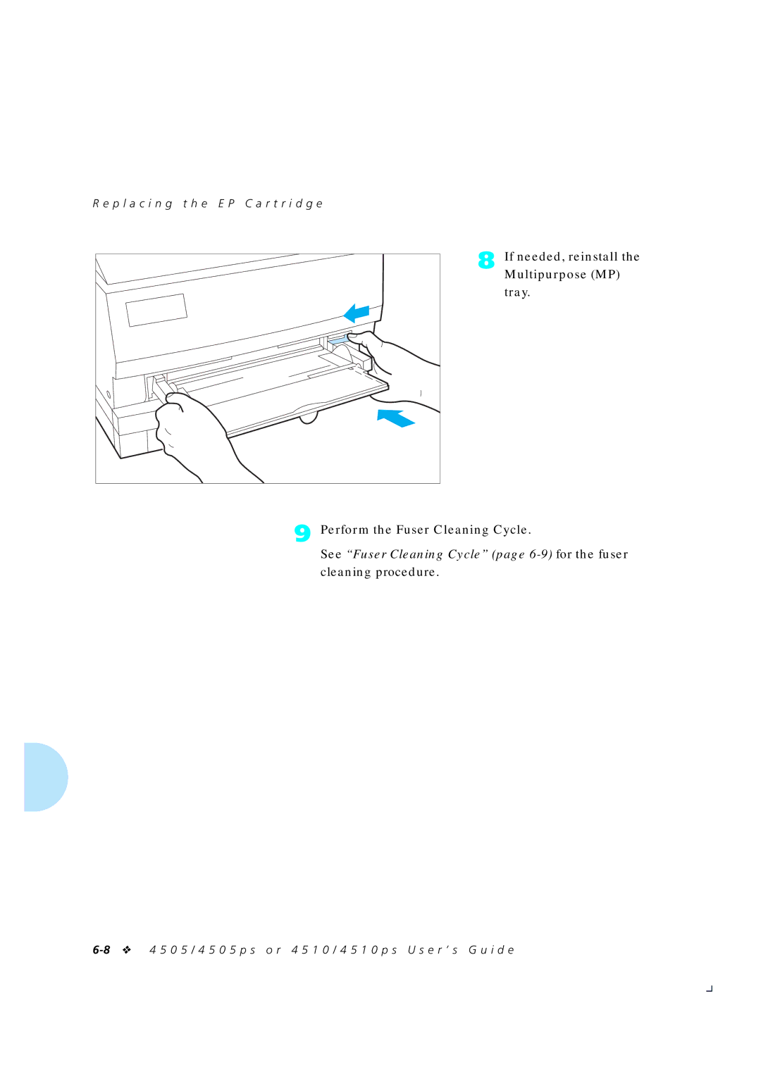 Xerox 4505/4505ps, 4510/4510ps manual P l a c i n g t h e E P C a r t r i d g e 