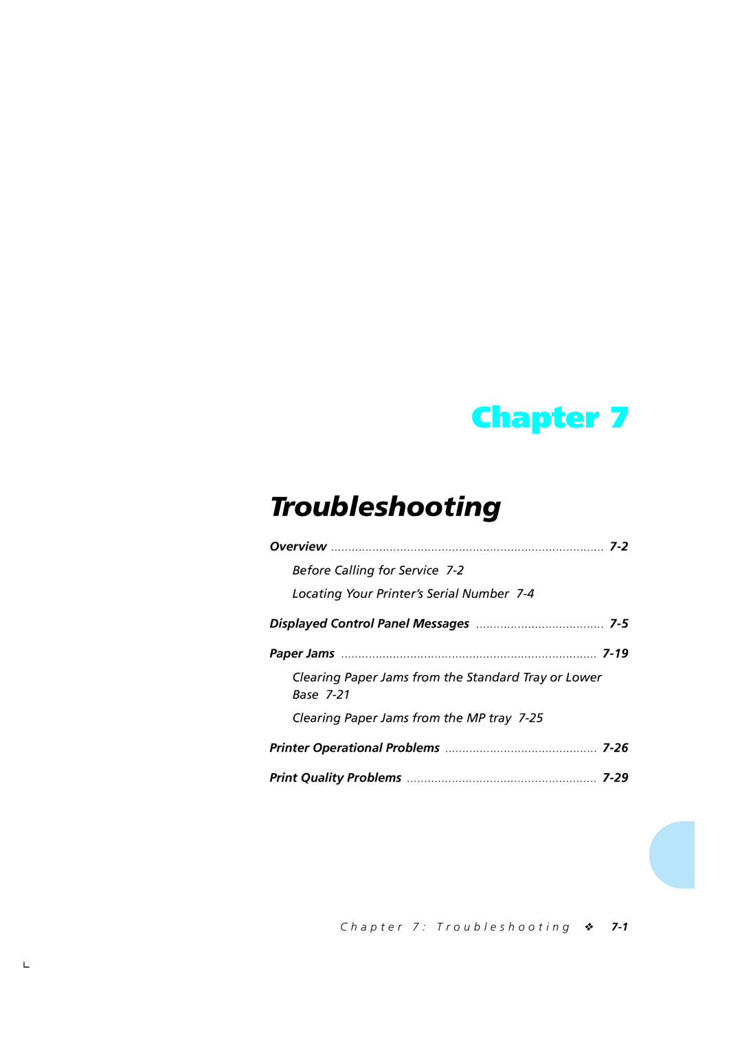 Xerox 4510/4510ps, 4505/4505ps manual A p t e r 7 Troubleshooting 