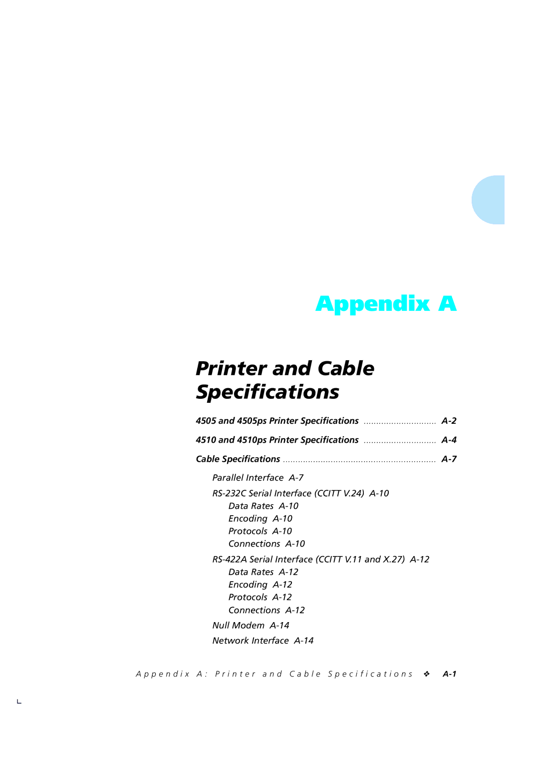 Xerox 4510/4510ps, 4505/4505ps manual Appendix a 