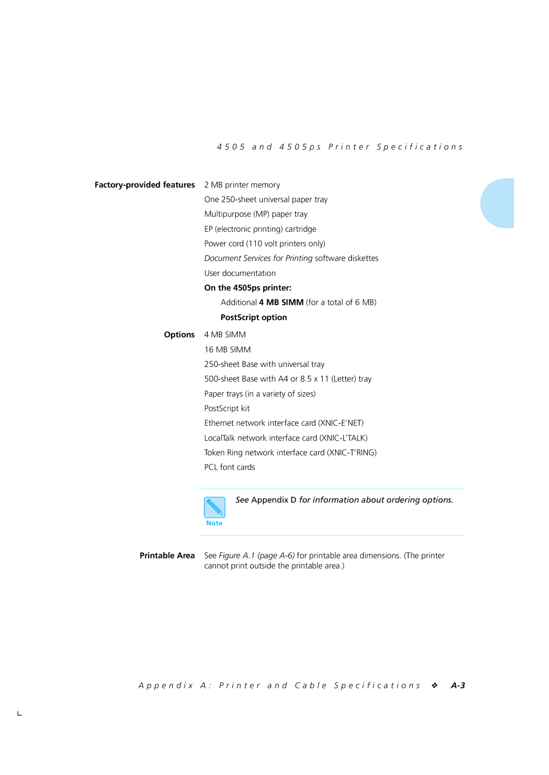 Xerox 4510/4510ps manual Factory-provided features 2 MB printer memory, Document Services for Printing software diskettes 