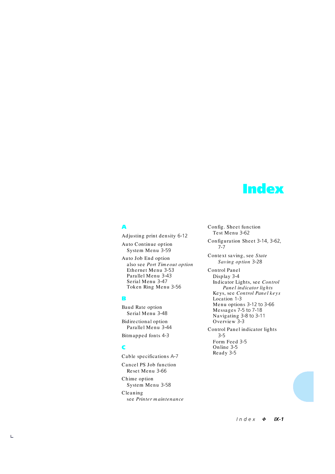 Xerox 4510/4510ps, 4505/4505ps manual Index, D e x 