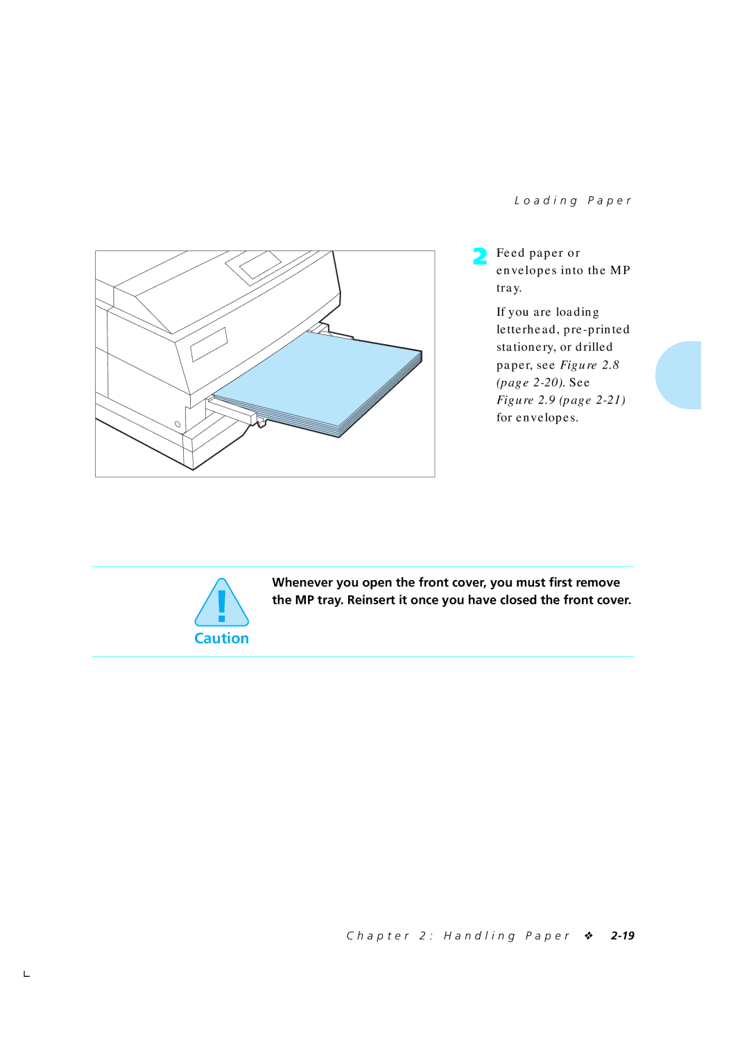 Xerox 4510/4510ps, 4505/4505ps manual Feed paper or Envelopes into the MP Tray 