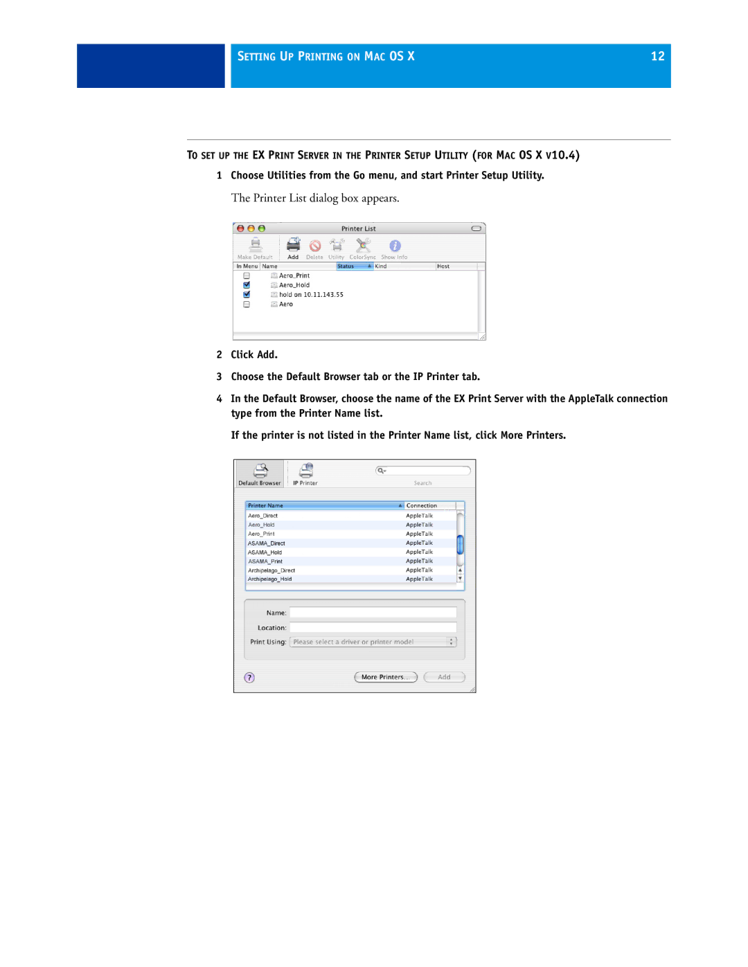 Xerox 45069888 manual Printer List dialog box appears 