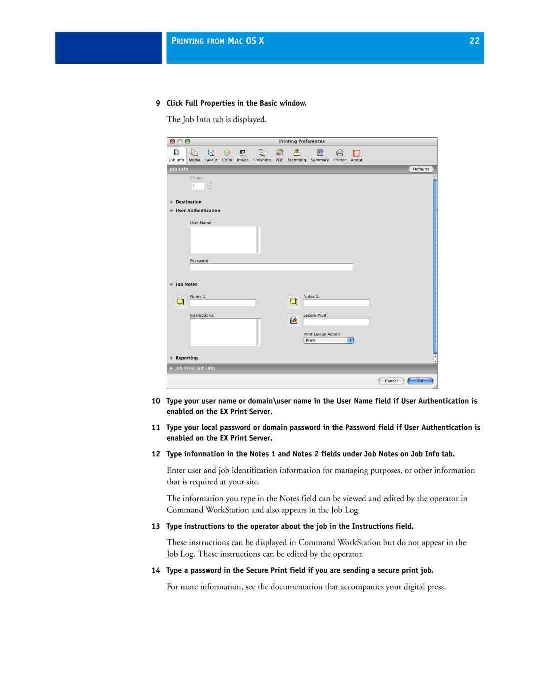 Xerox 45069888 manual Job Info tab is displayed 