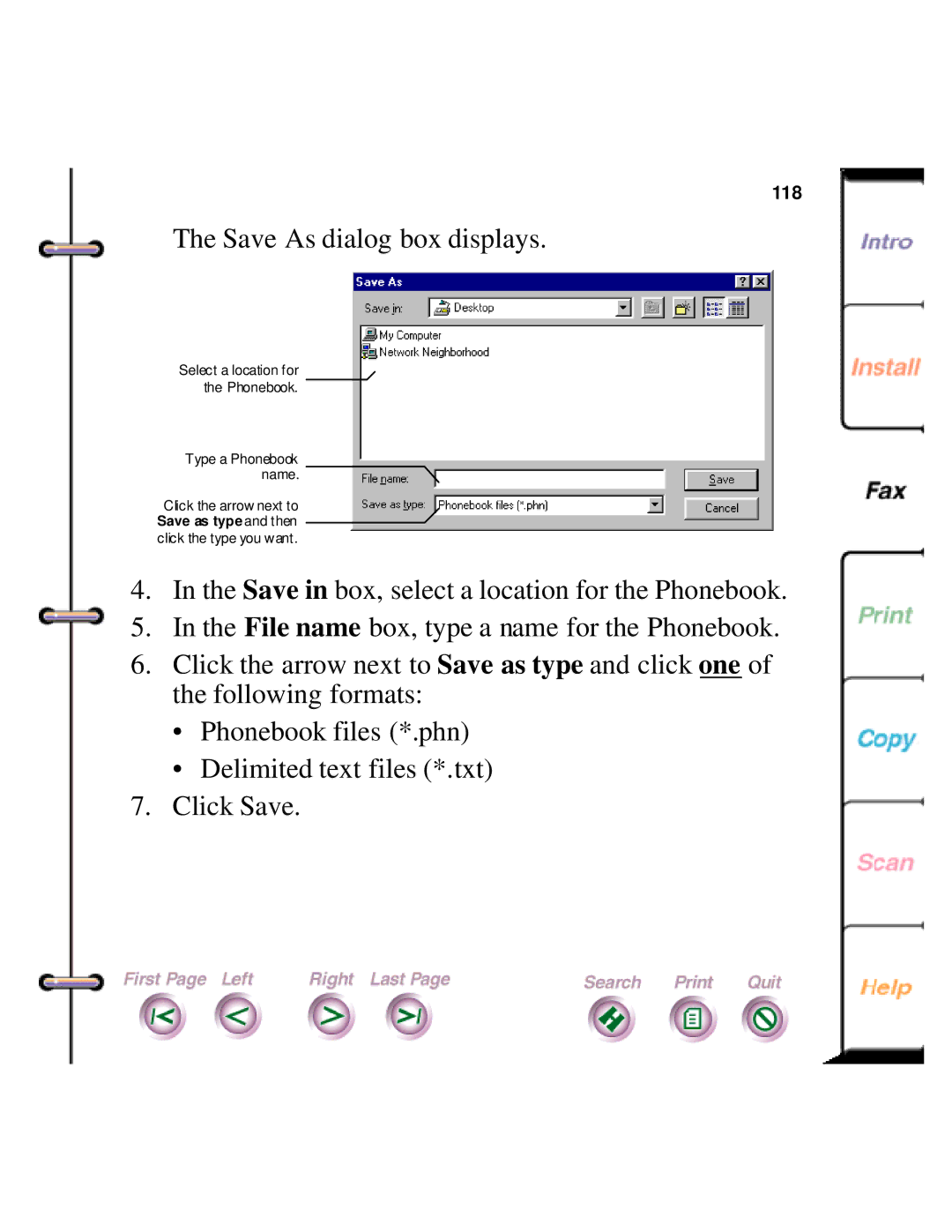 Xerox 450c manual Save As dialog box displays 