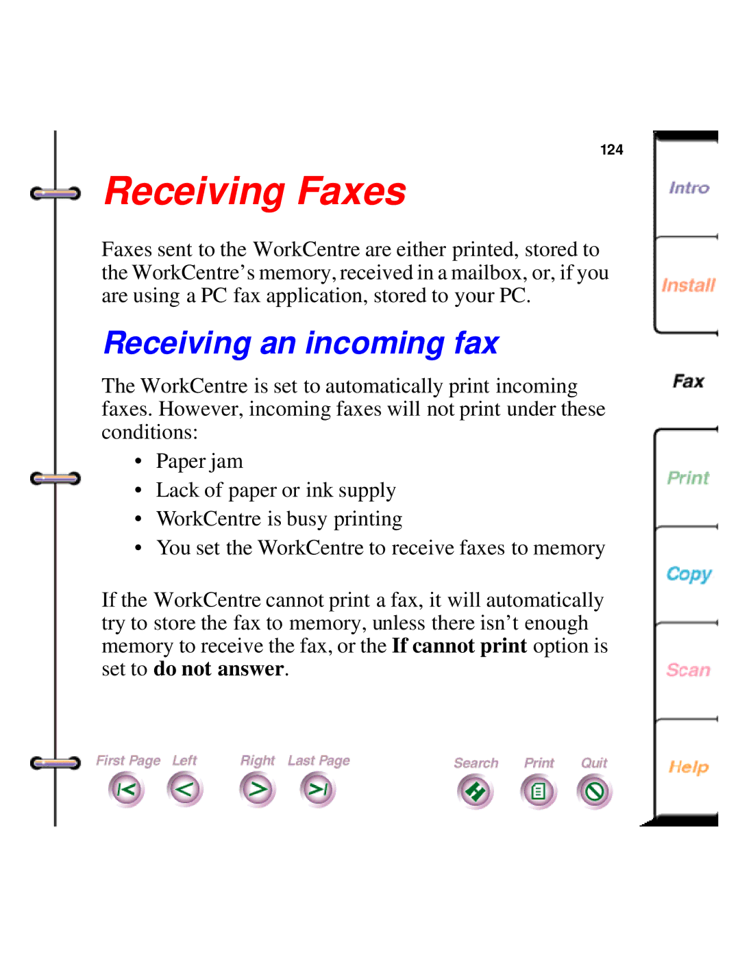 Xerox 450c manual Receiving Faxes, Receiving an incoming fax 