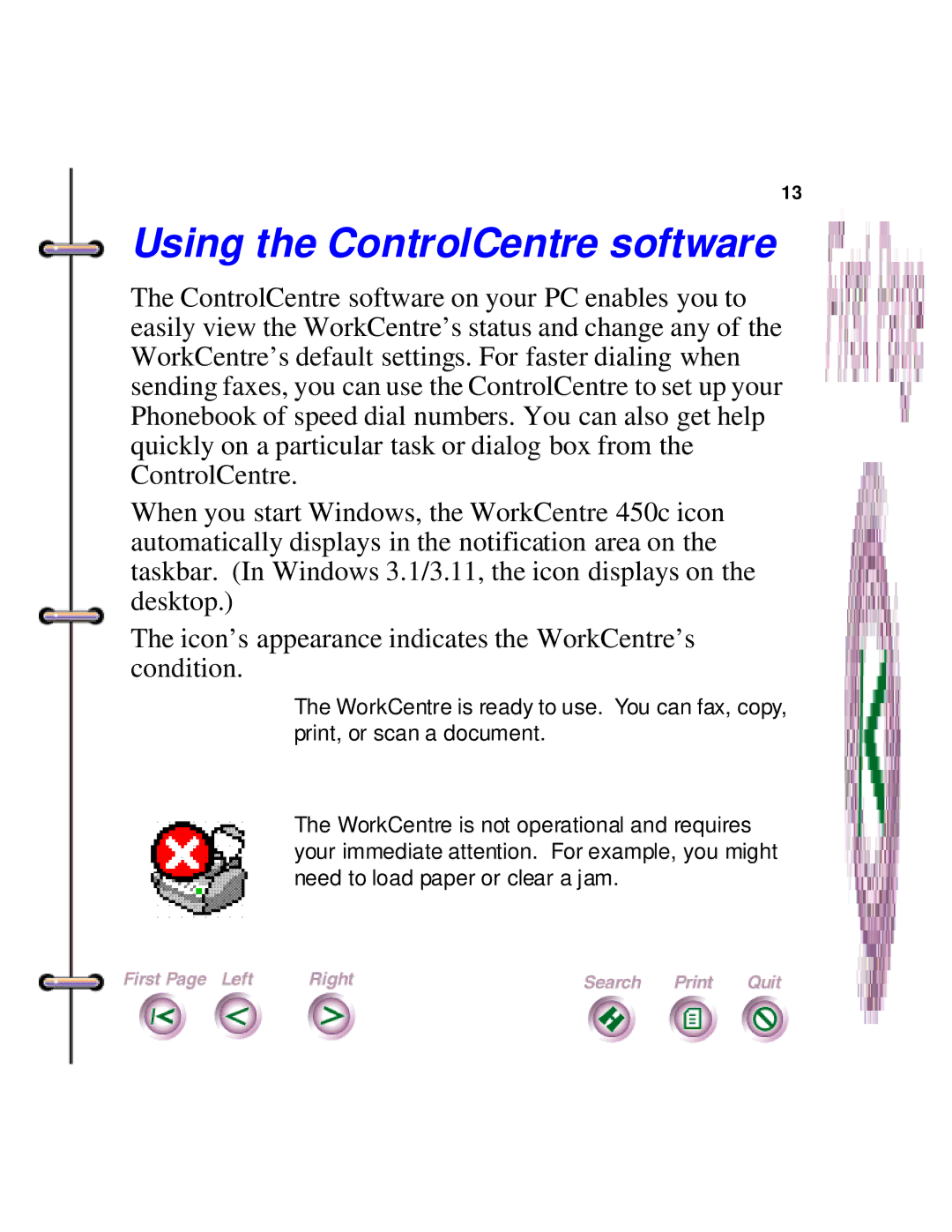 Xerox 450c manual Using the ControlCentre software 