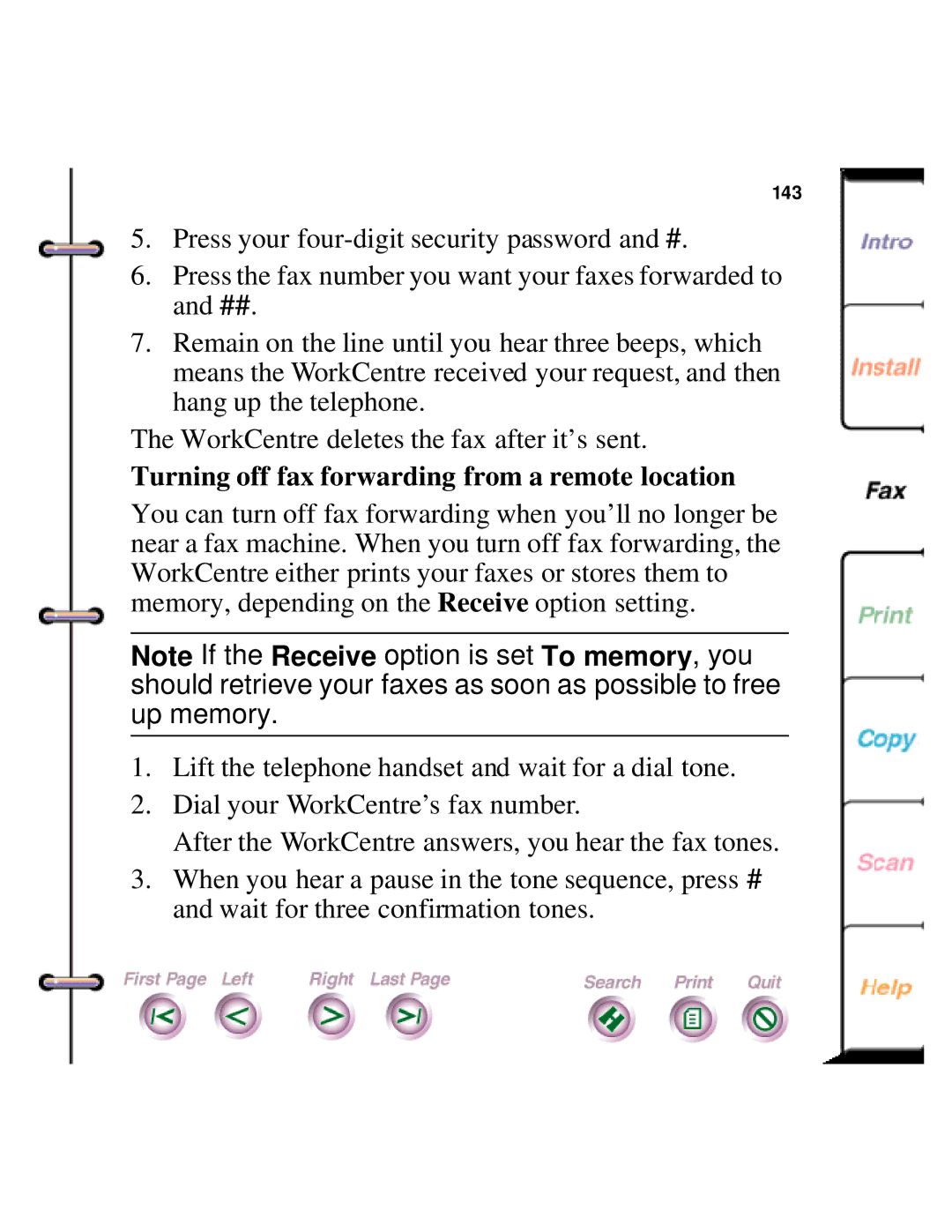 Xerox 450c manual Turning off fax forwarding from a remote location 