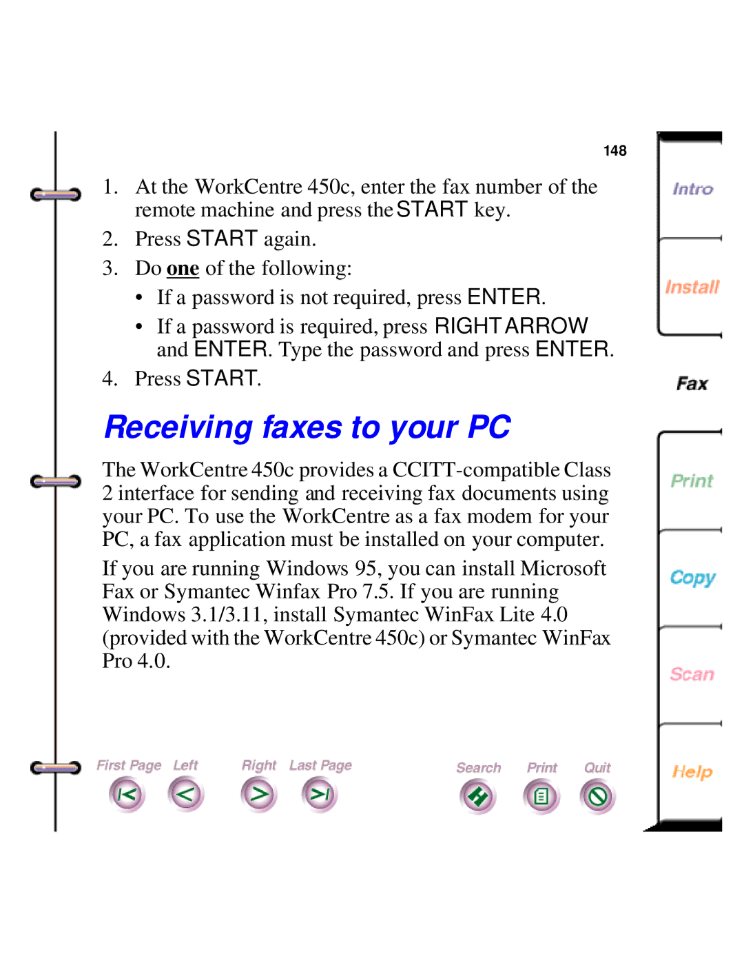 Xerox 450c manual Receiving faxes to your PC 