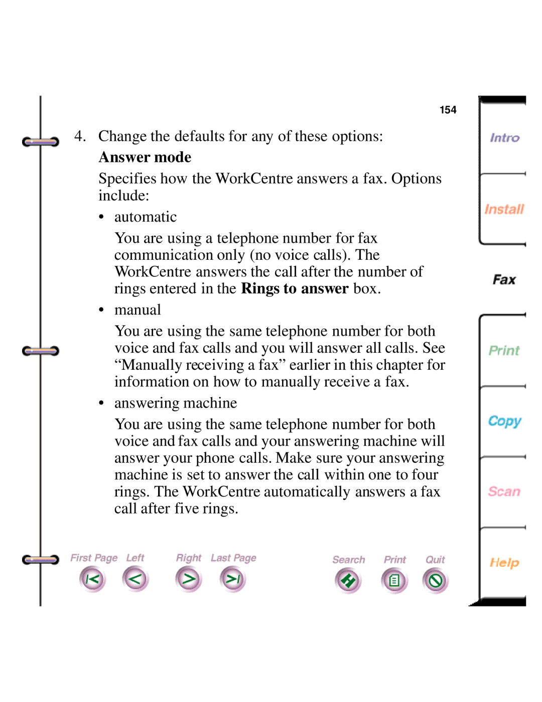 Xerox 450c manual Answer mode 