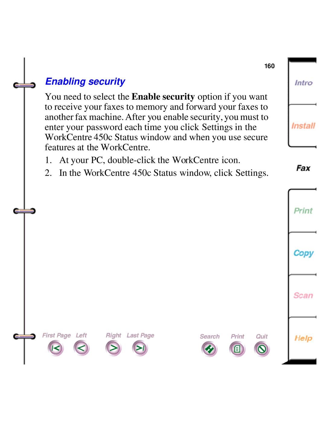 Xerox 450c manual Enabling security 