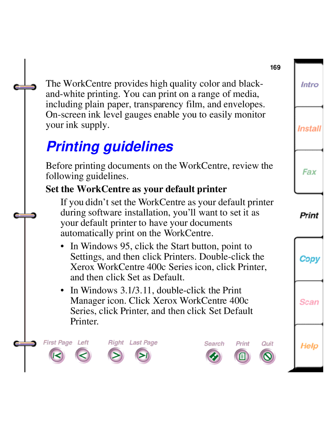 Xerox 450c manual Printing guidelines, Set the WorkCentre as your default printer 