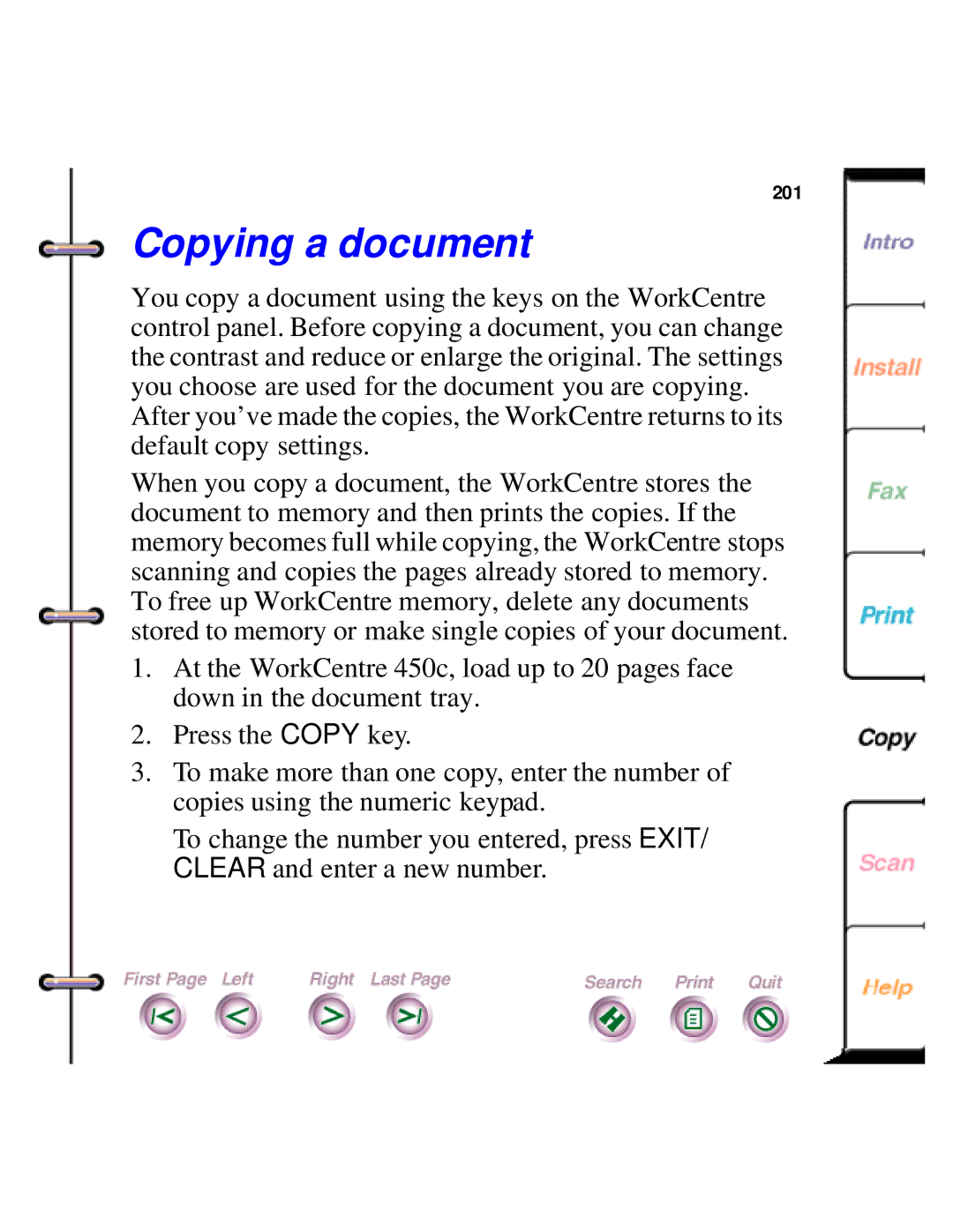 Xerox 450c manual Copying a document 