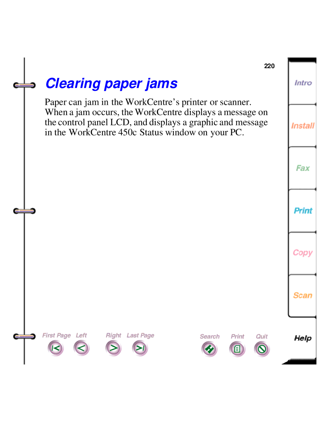 Xerox 450c manual Clearing paper jams 