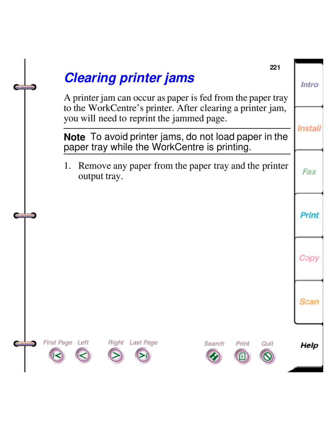 Xerox 450c manual Clearing printer jams 