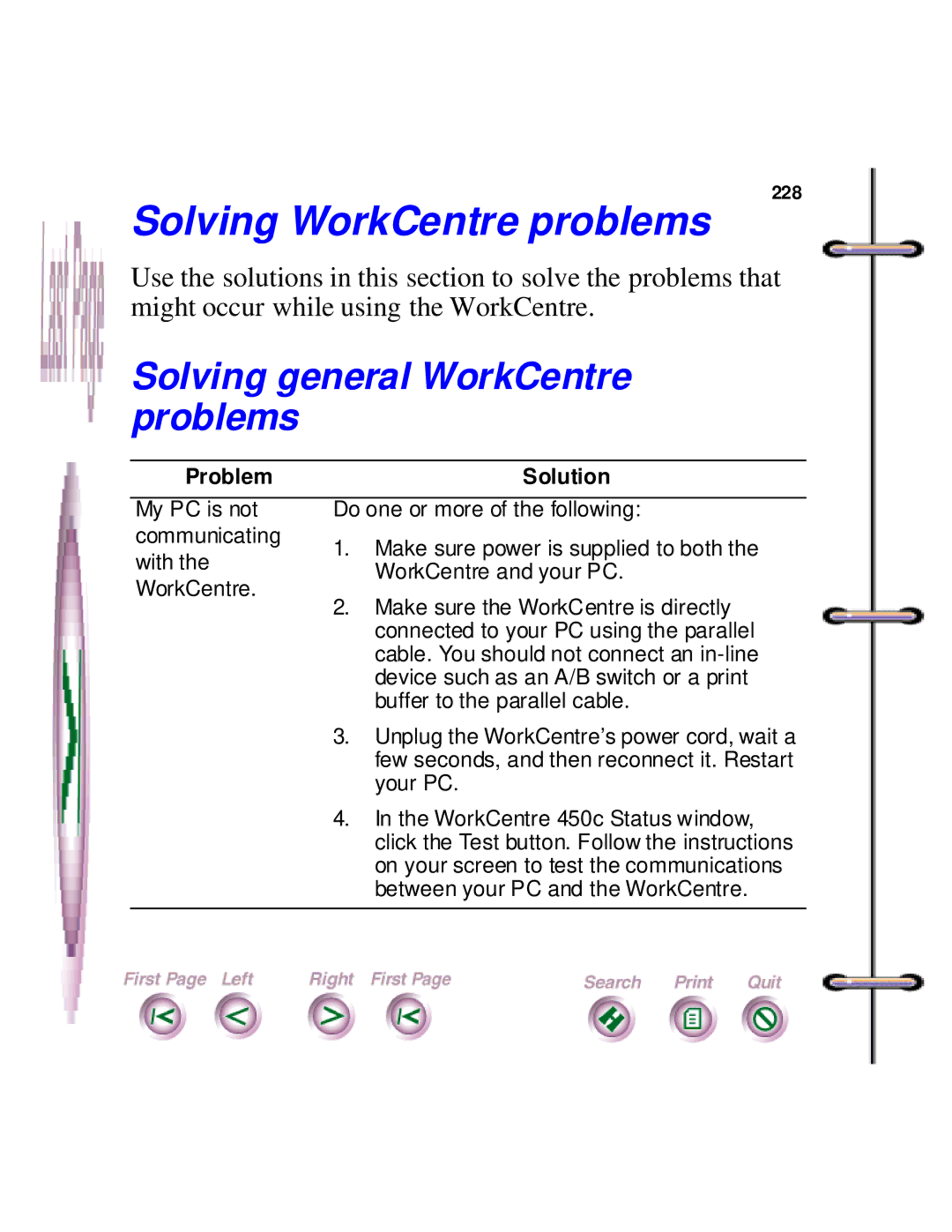 Xerox 450c manual Solving WorkCentre problems, Solving general WorkCentre problems 