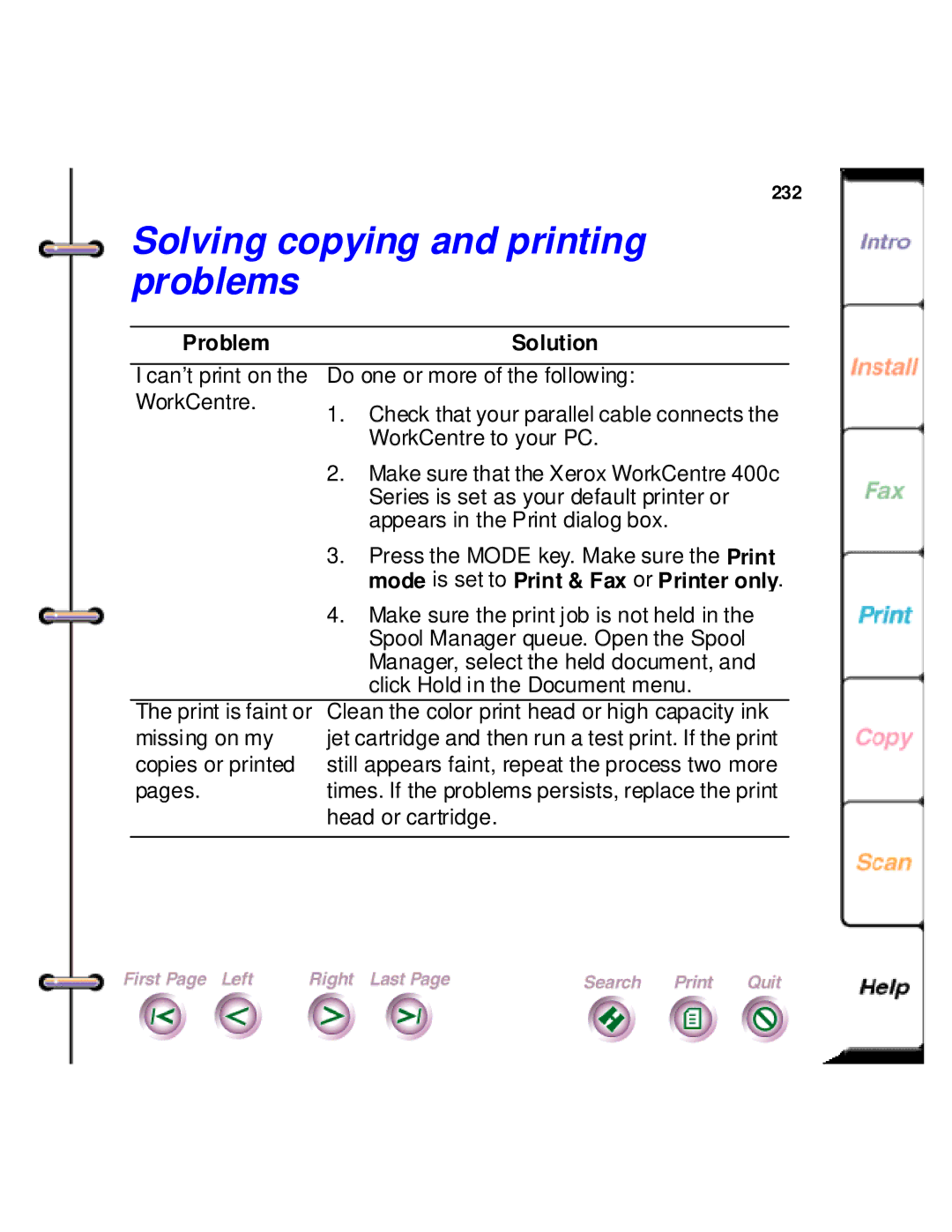 Xerox 450c manual Solving copying and printing problems 