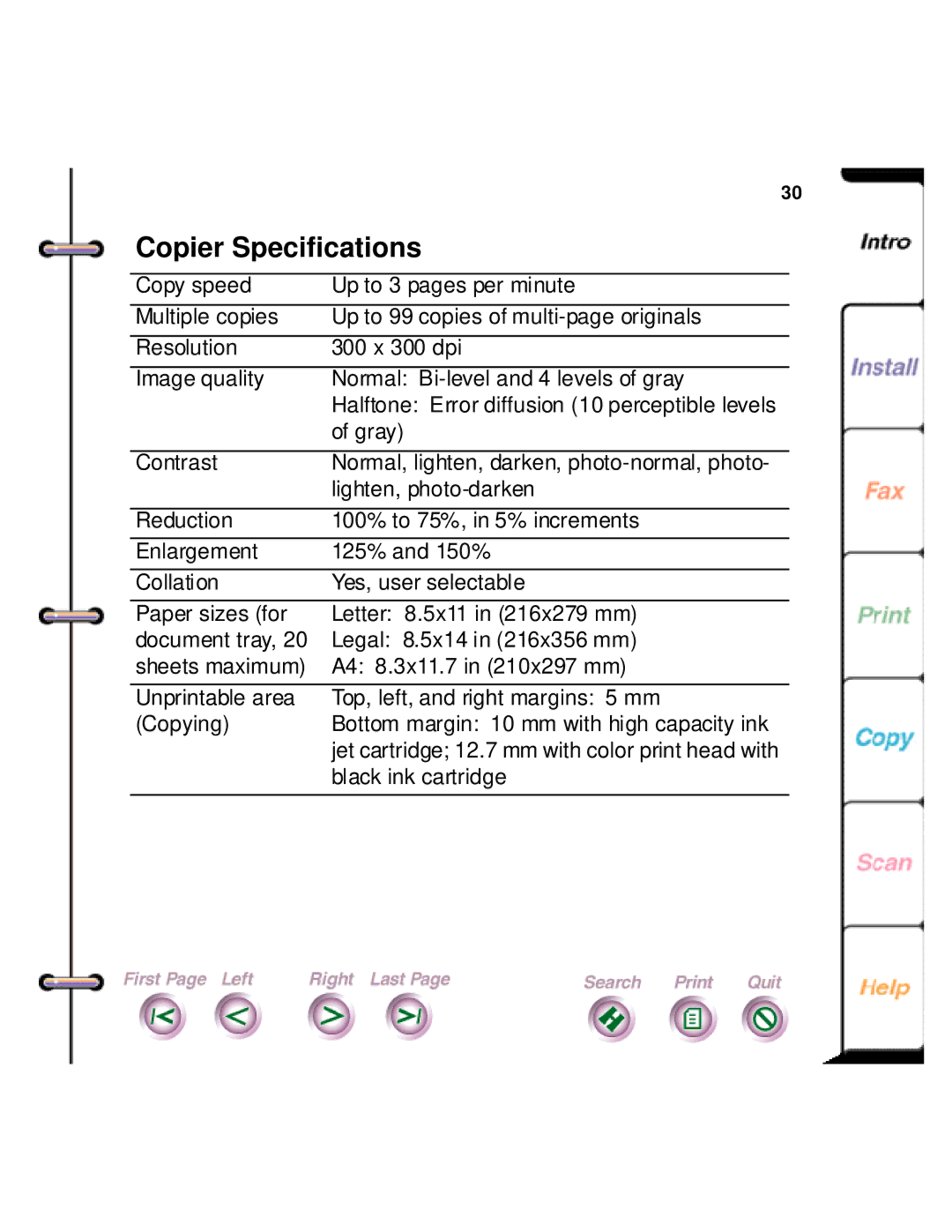 Xerox 450c manual Copier Specifications 