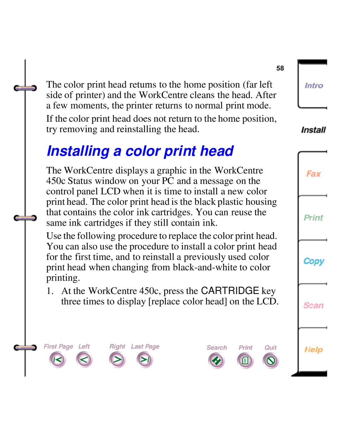 Xerox 450c manual Installing a color print head 