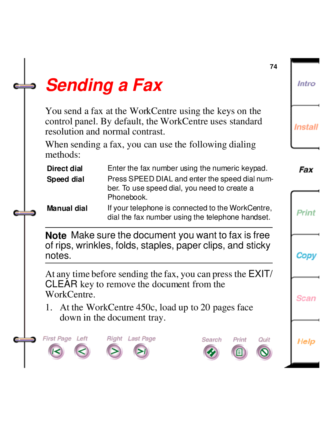 Xerox 450c manual Sending a Fax 