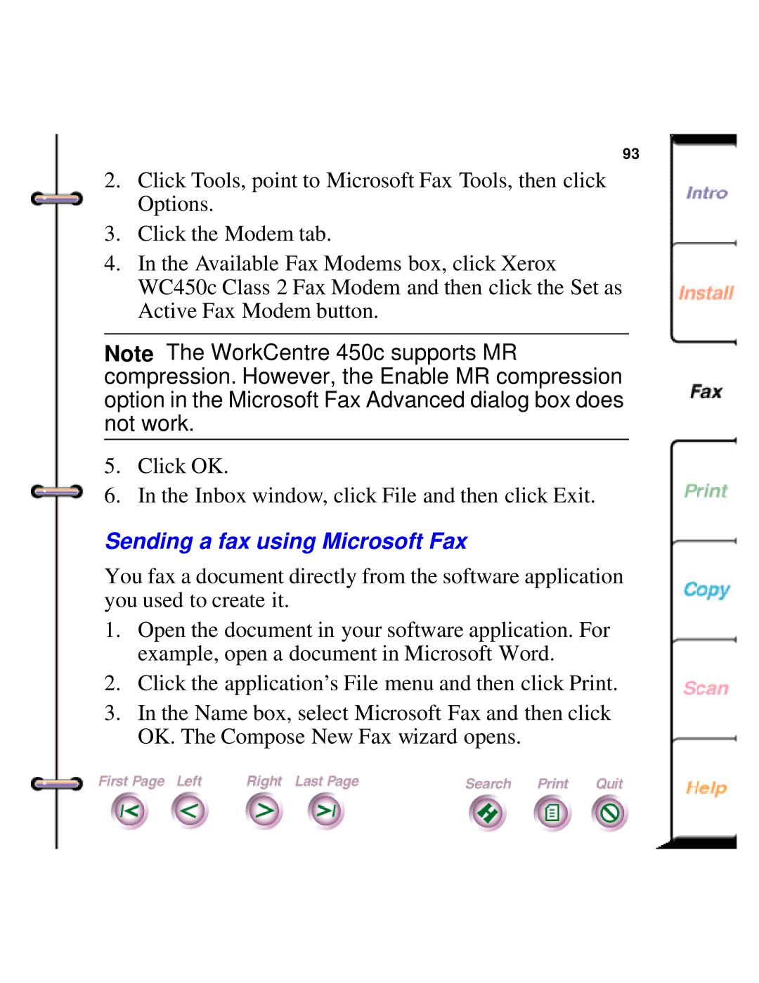 Xerox 450c manual Sending a fax using Microsoft Fax 