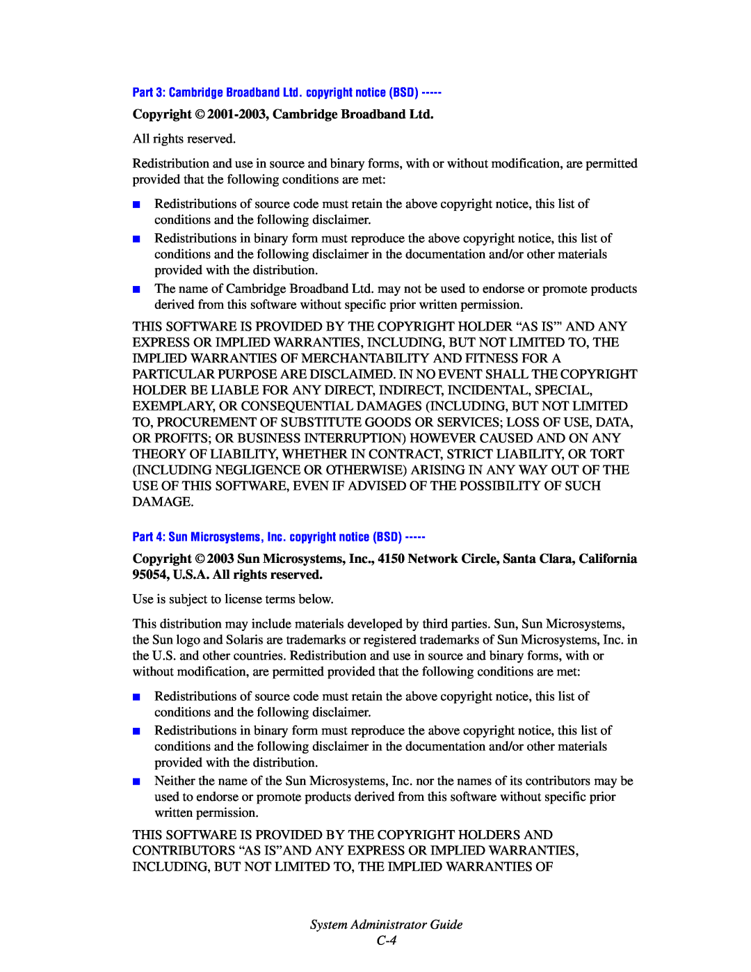 Xerox 1235/DX, 4510, 1235DT manual Copyright 2001-2003,Cambridge Broadband Ltd, System Administrator Guide C-4 