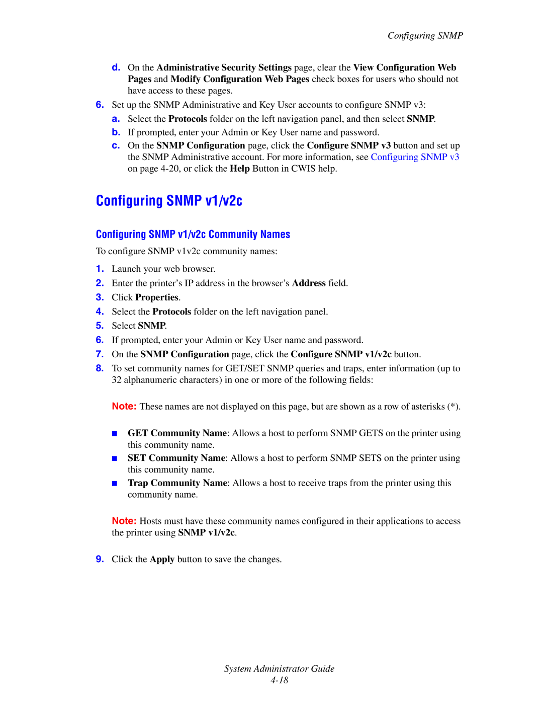 Xerox 1235/DX, 4510, 1235DT manual Configuring Snmp v1/v2c Community Names 