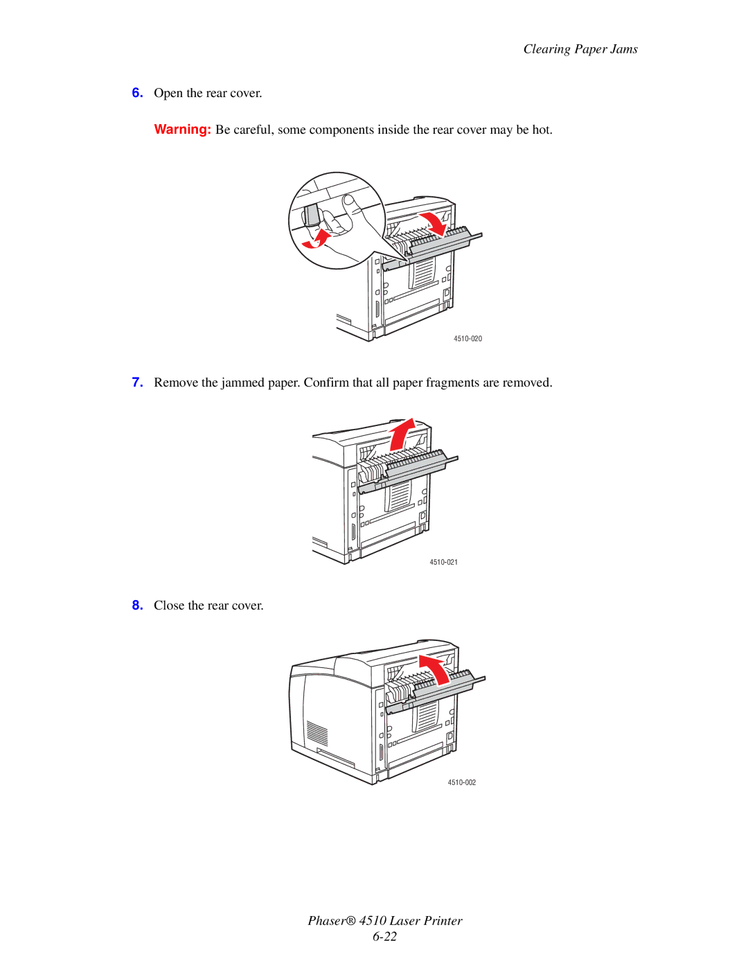 Xerox 4510 manual Open the rear cover 