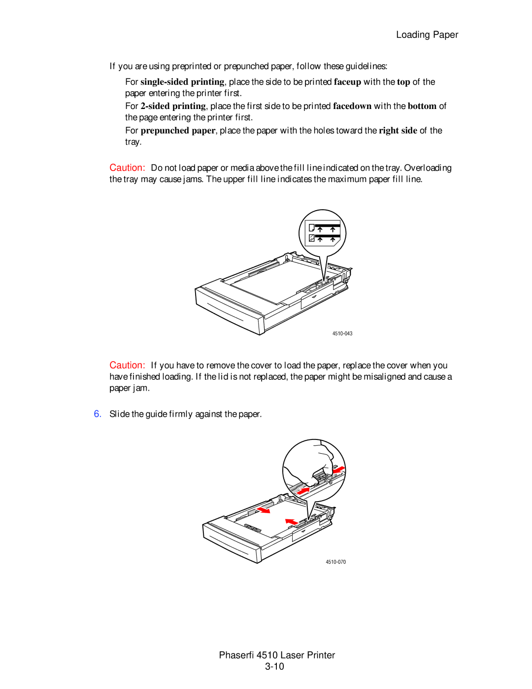 Xerox 4510 manual Slide the guide firmly against the paper 