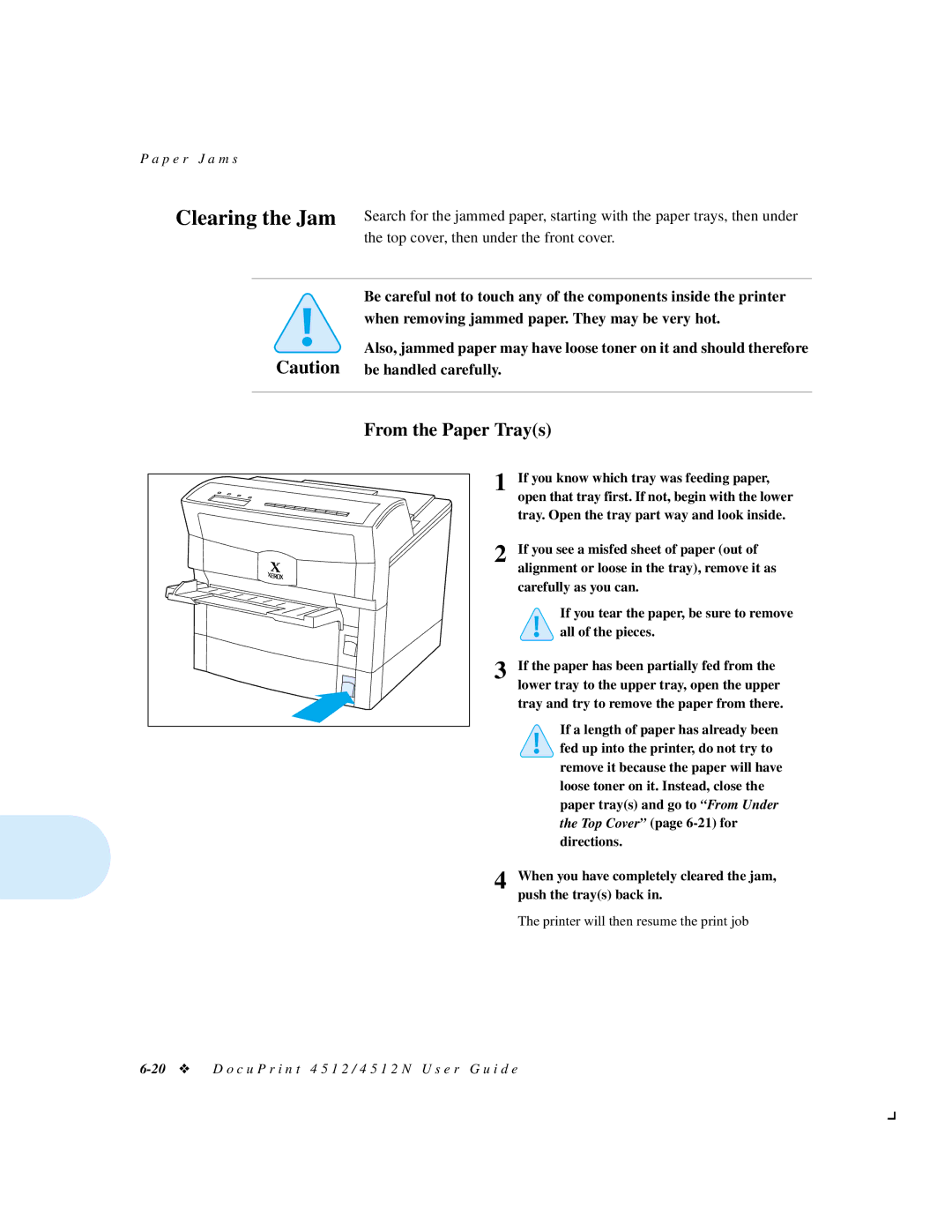 Xerox 4512N manual From the Paper Trays 