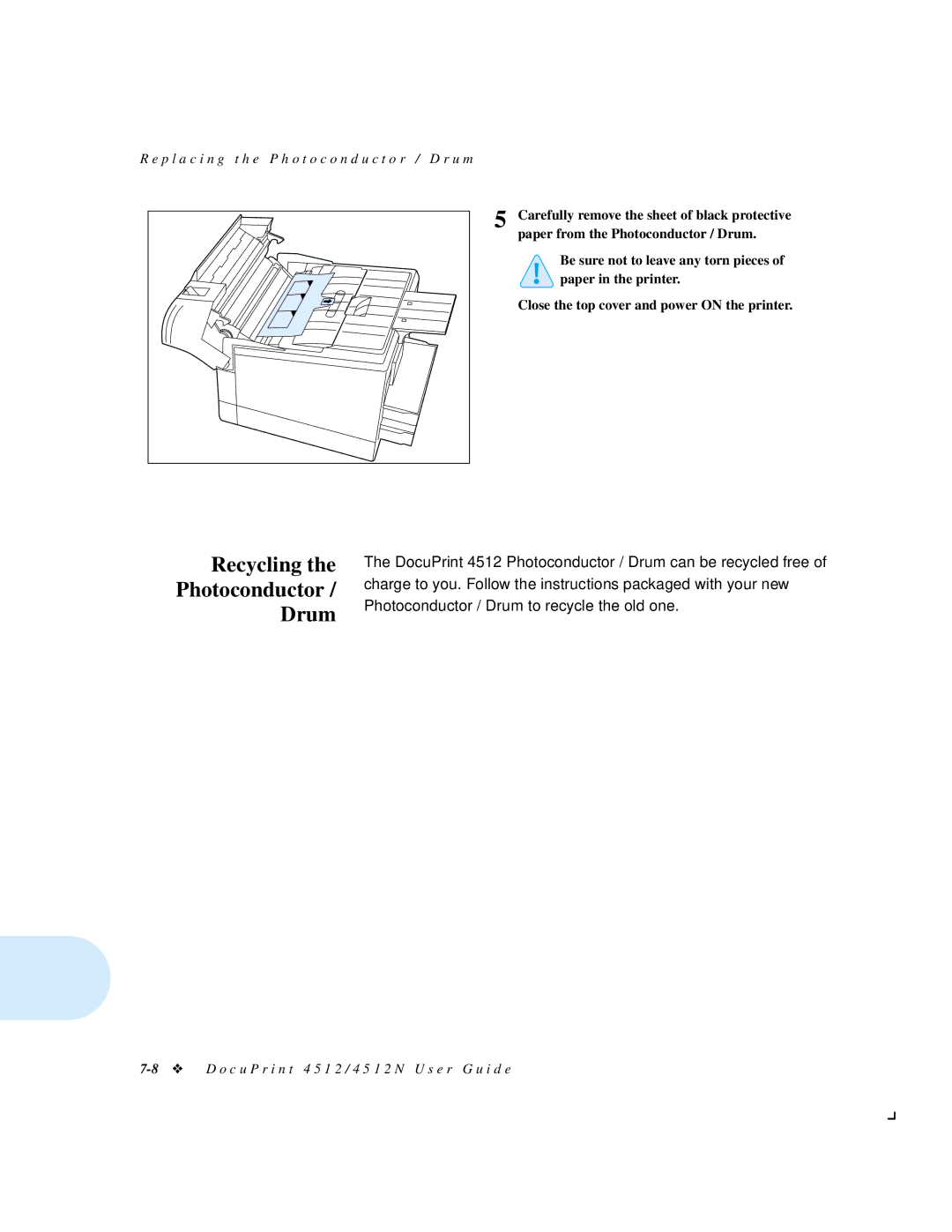 Xerox 4512N manual Recycling Photoconductor Drum 