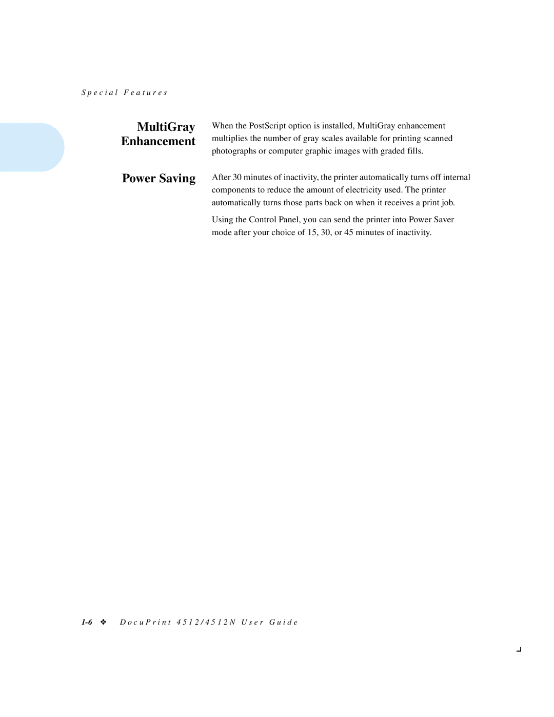 Xerox 4512N manual MultiGray Enhancement Power Saving 